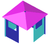 Blokhut met puntdak vijfhoeken 2555 3D tekening