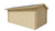 Houten tuinhuis Julia 300 x 500 x 236 cm + Luifel 68 cm: Zijaanzicht van een houten tuinhuis met een zadeldak en een overstekend dak.