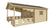 De afbeelding toont een houten tuinhuis, model "Sanstrov", met een afmeting van 380 x 320 x 270 cm, en een extra luifel van 270 cm. Het tuinhuis is vervaardigd uit naturel hout met een lichte houtkleur en heeft een traditioneel ontwerp. Het bevat een overdekte veranda aan de voorkant, met een houten balustrade en steunpalen.