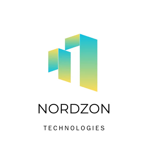 De afbeelding toont het logo van Nordzon Technologies, een officiële partner die zonnepanelen, thuisbatterijen en omvormers aanbiedt voor duurzame energieoplossingen.